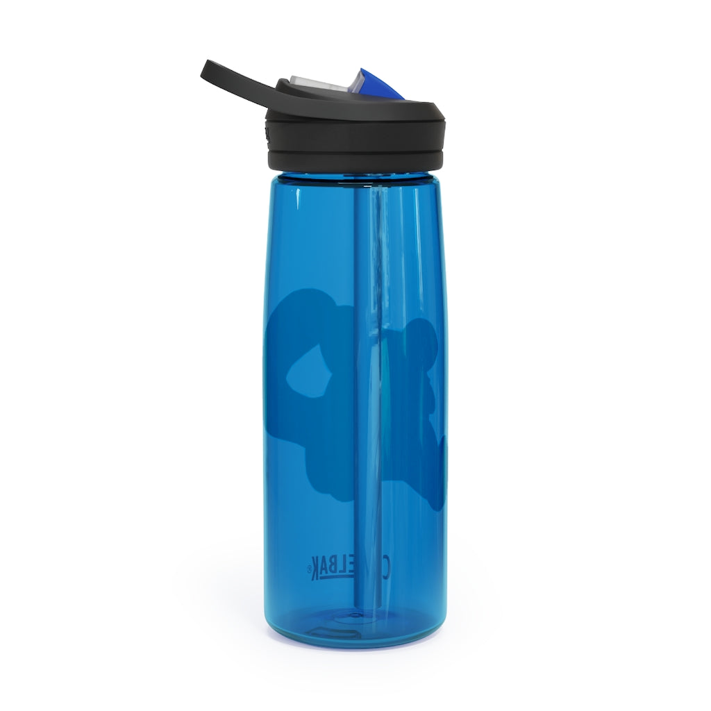 Personalized CamelBak Eddy® water bottle in 20oz and 25oz sizes, made from durable Tritan™ material, featuring a spill-proof biting valve.